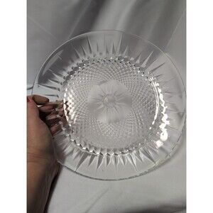 Vintage Clear Glass Cake Plate 10"  Diameter Star Center-Diamond USA